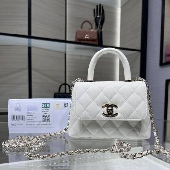 Chanel Grained Calfskin Clutch with Chain and Top Handle AP4244 White 2024 (yezi-241107130)