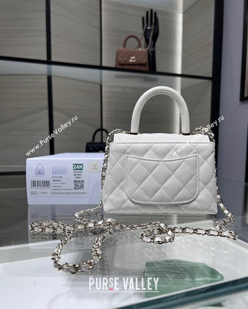 Chanel Grained Calfskin Clutch with Chain and Top Handle AP4244 White 2024 (yezi-241107130)