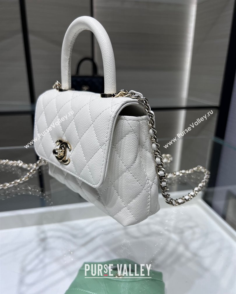 Chanel Grained Calfskin Clutch with Chain and Top Handle AP4244 White 2024 (yezi-241107130)