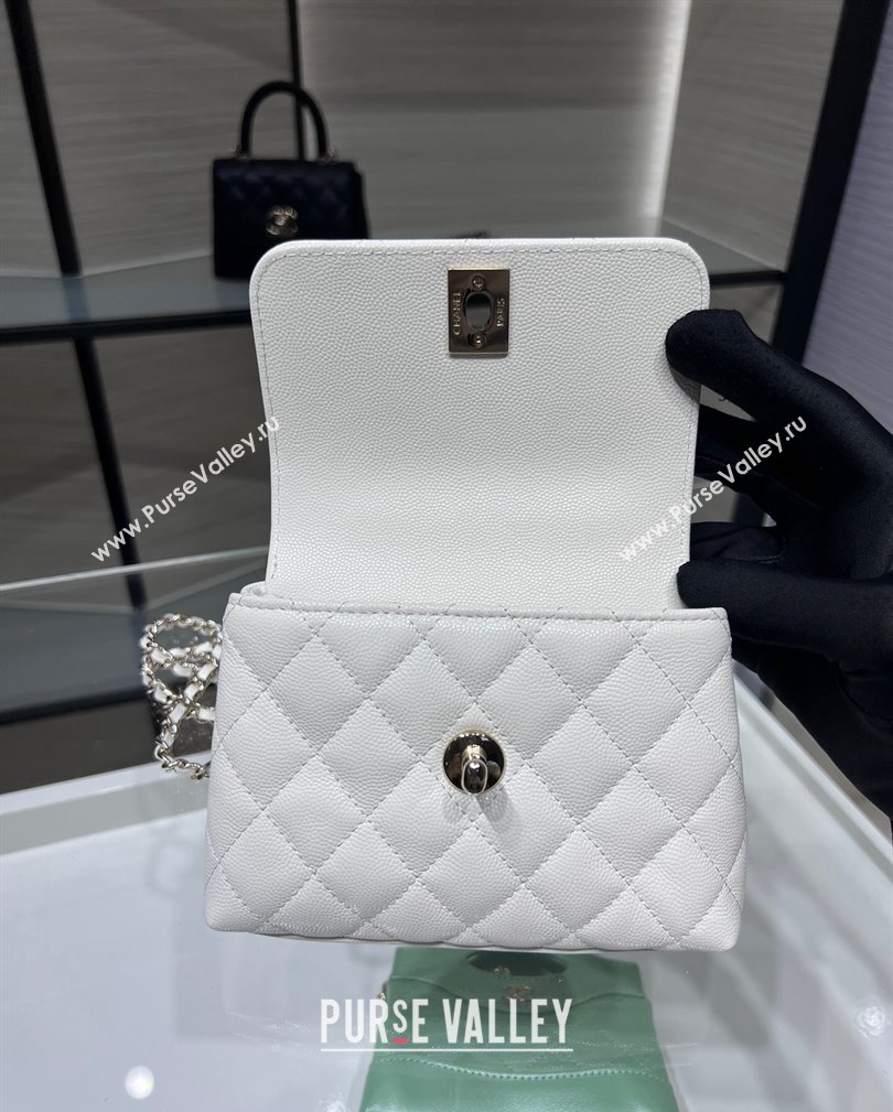 Chanel Grained Calfskin Clutch with Chain and Top Handle AP4244 White 2024 (yezi-241107130)