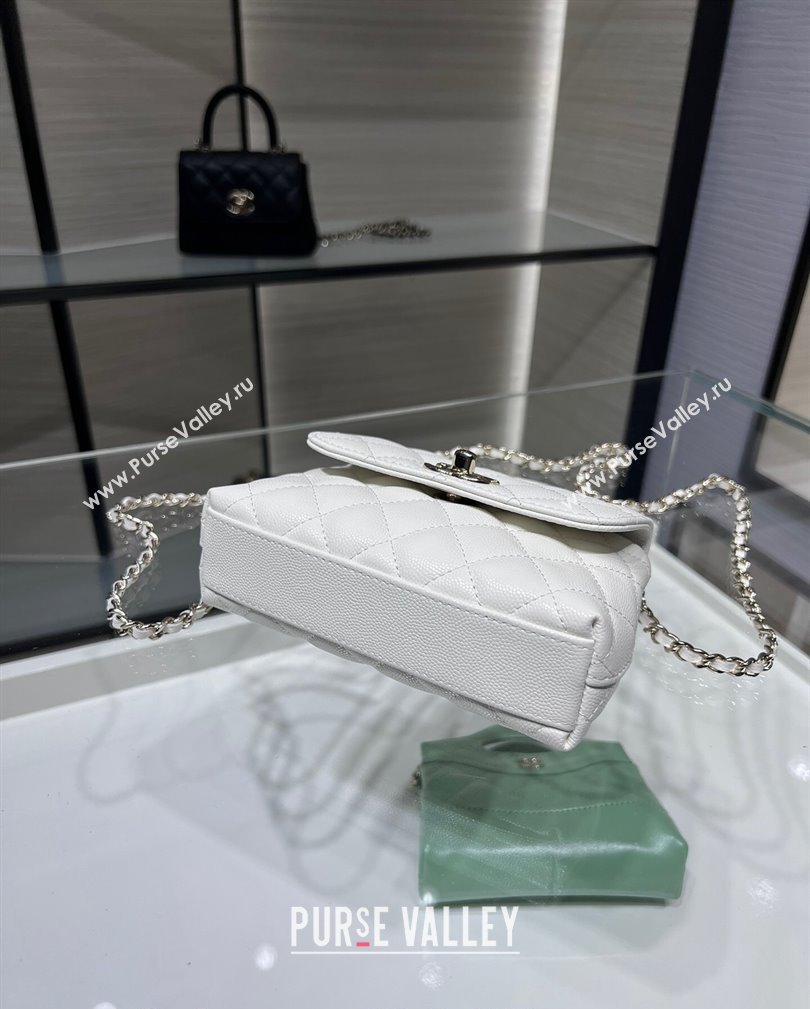 Chanel Grained Calfskin Clutch with Chain and Top Handle AP4244 White 2024 (yezi-241107130)