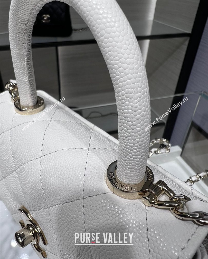 Chanel Grained Calfskin Clutch with Chain and Top Handle AP4244 White 2024 (yezi-241107130)