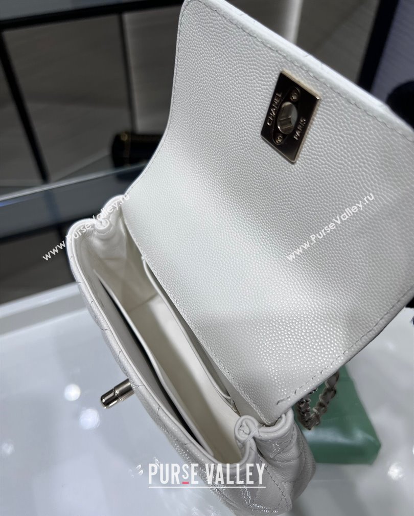 Chanel Grained Calfskin Clutch with Chain and Top Handle AP4244 White 2024 (yezi-241107130)