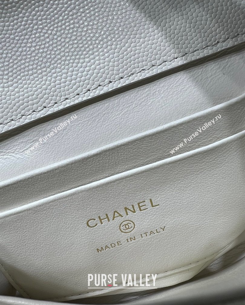 Chanel Grained Calfskin Clutch with Chain and Top Handle AP4244 White 2024 (yezi-241107130)