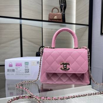 Chanel Grained Calfskin Clutch with Chain and Top Handle AP4244 Pink 2024 (yezi-241107131)