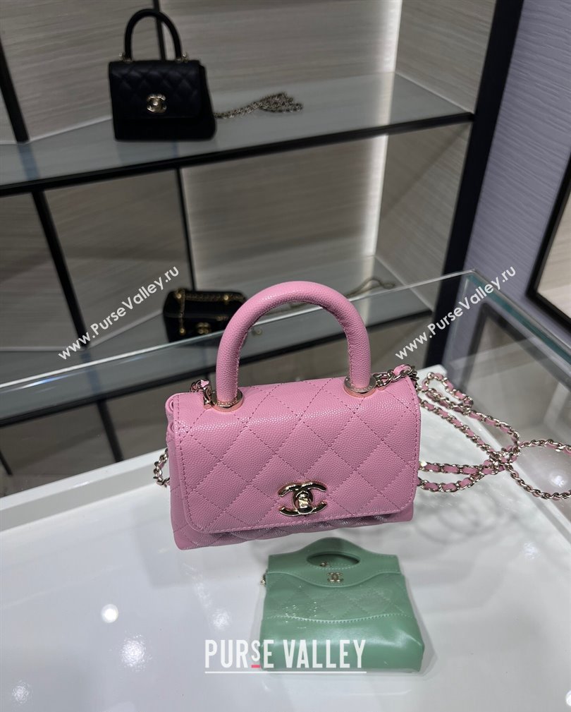 Chanel Grained Calfskin Clutch with Chain and Top Handle AP4244 Pink 2024 (yezi-241107131)