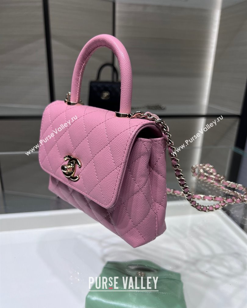 Chanel Grained Calfskin Clutch with Chain and Top Handle AP4244 Pink 2024 (yezi-241107131)