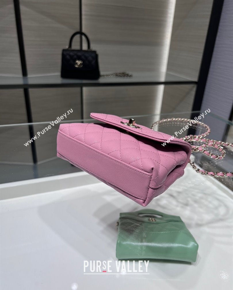 Chanel Grained Calfskin Clutch with Chain and Top Handle AP4244 Pink 2024 (yezi-241107131)