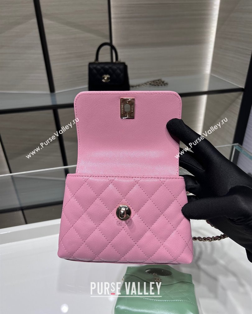 Chanel Grained Calfskin Clutch with Chain and Top Handle AP4244 Pink 2024 (yezi-241107131)