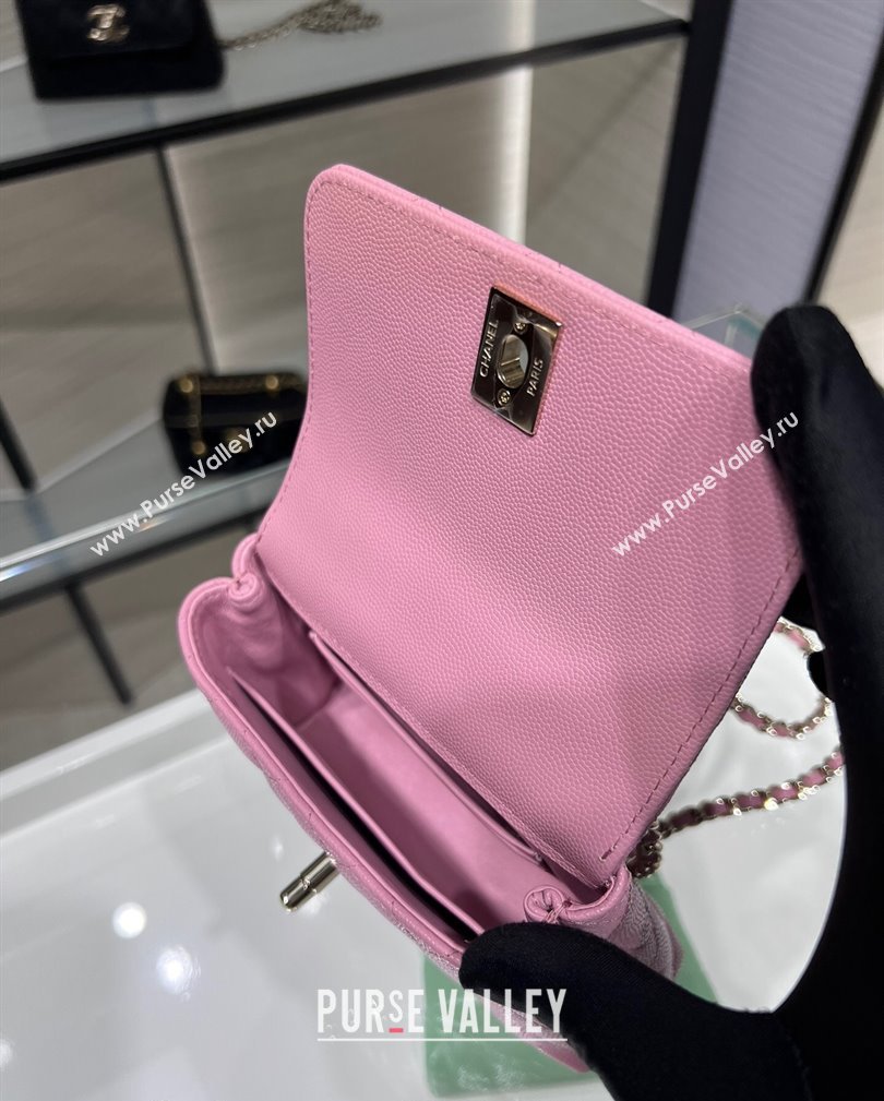 Chanel Grained Calfskin Clutch with Chain and Top Handle AP4244 Pink 2024 (yezi-241107131)