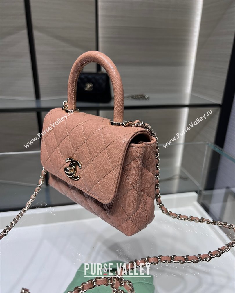 Chanel Grained Calfskin Clutch with Chain and Top Handle AP4244 Rose Beige 2024 (yezi-241107132)