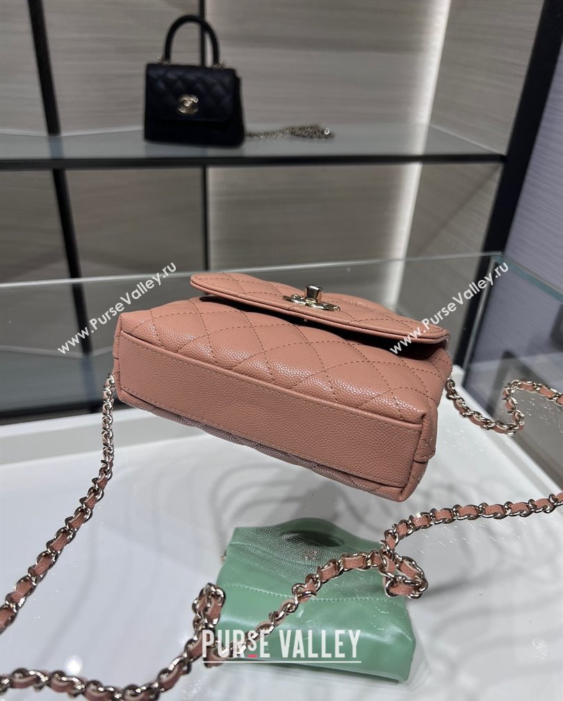 Chanel Grained Calfskin Clutch with Chain and Top Handle AP4244 Rose Beige 2024 (yezi-241107132)