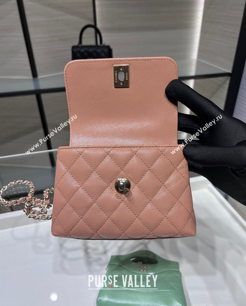 Chanel Grained Calfskin Clutch with Chain and Top Handle AP4244 Rose Beige 2024 (yezi-241107132)