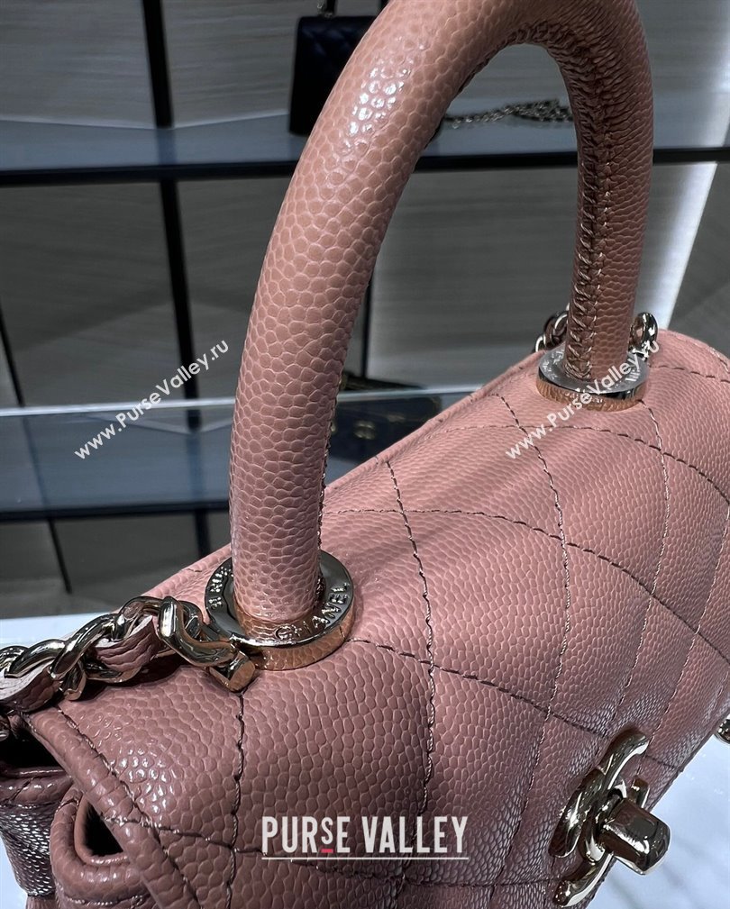 Chanel Grained Calfskin Clutch with Chain and Top Handle AP4244 Rose Beige 2024 (yezi-241107132)