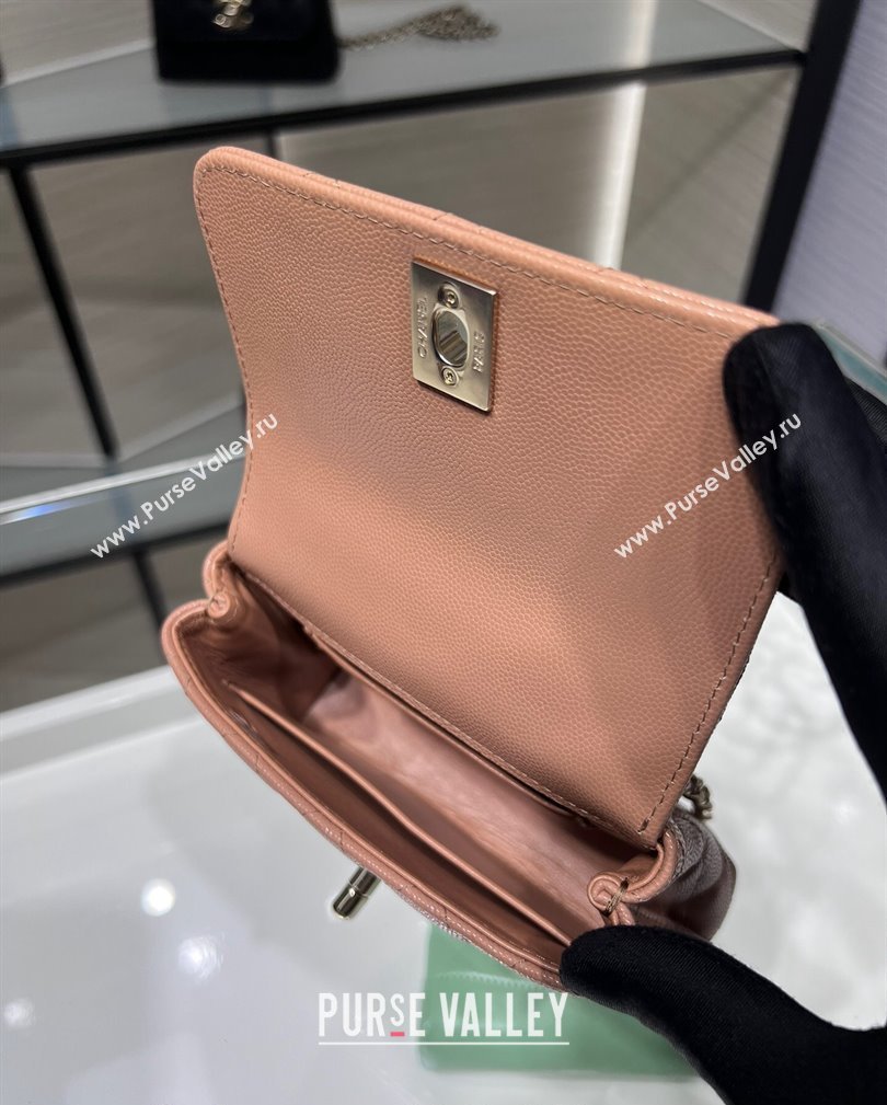 Chanel Grained Calfskin Clutch with Chain and Top Handle AP4244 Rose Beige 2024 (yezi-241107132)