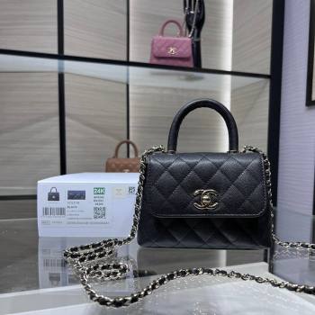 Chanel Grained Calfskin Clutch with Chain and Top Handle AP4244 Black 2024 (yezi-241107133)