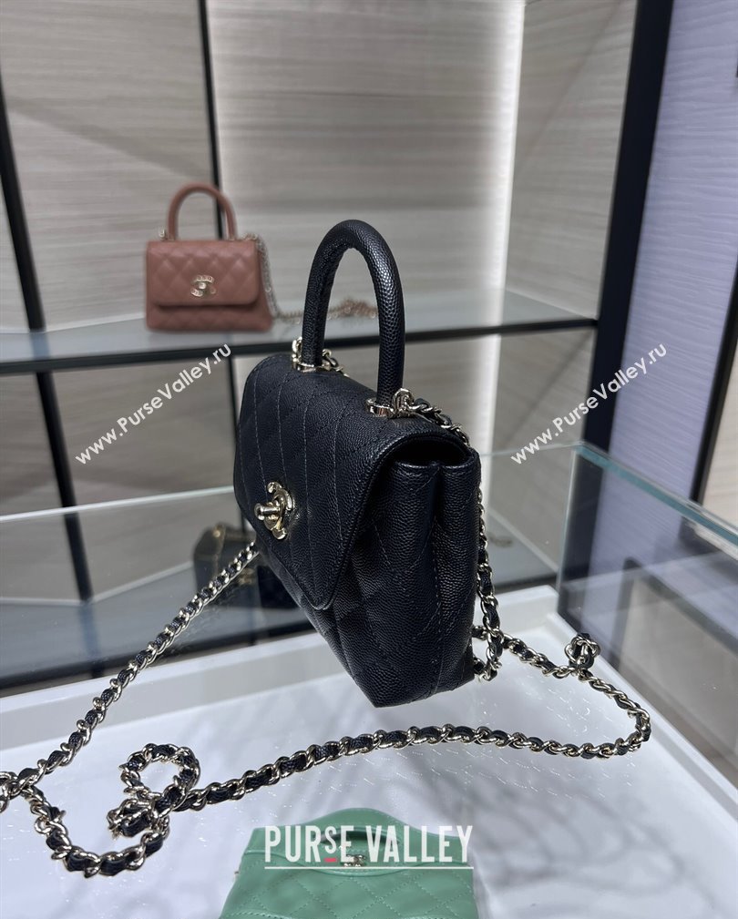 Chanel Grained Calfskin Clutch with Chain and Top Handle AP4244 Black 2024 (yezi-241107133)