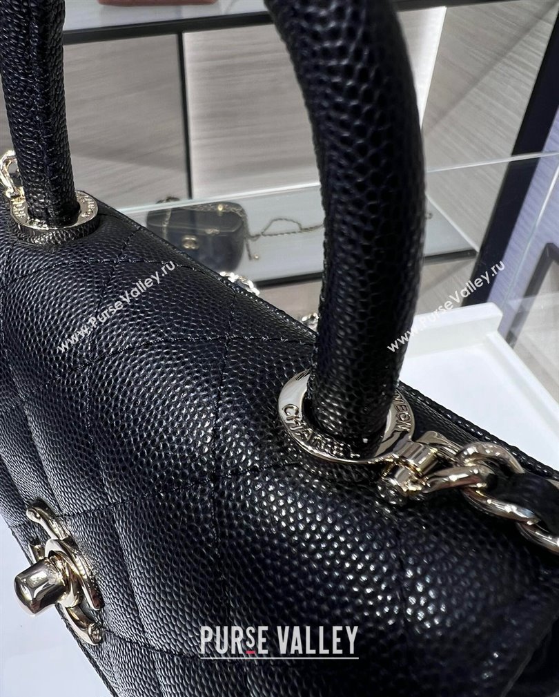 Chanel Grained Calfskin Clutch with Chain and Top Handle AP4244 Black 2024 (yezi-241107133)