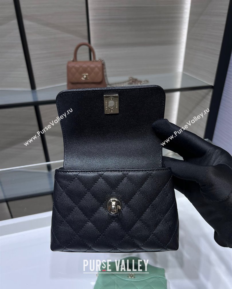 Chanel Grained Calfskin Clutch with Chain and Top Handle AP4244 Black 2024 (yezi-241107133)