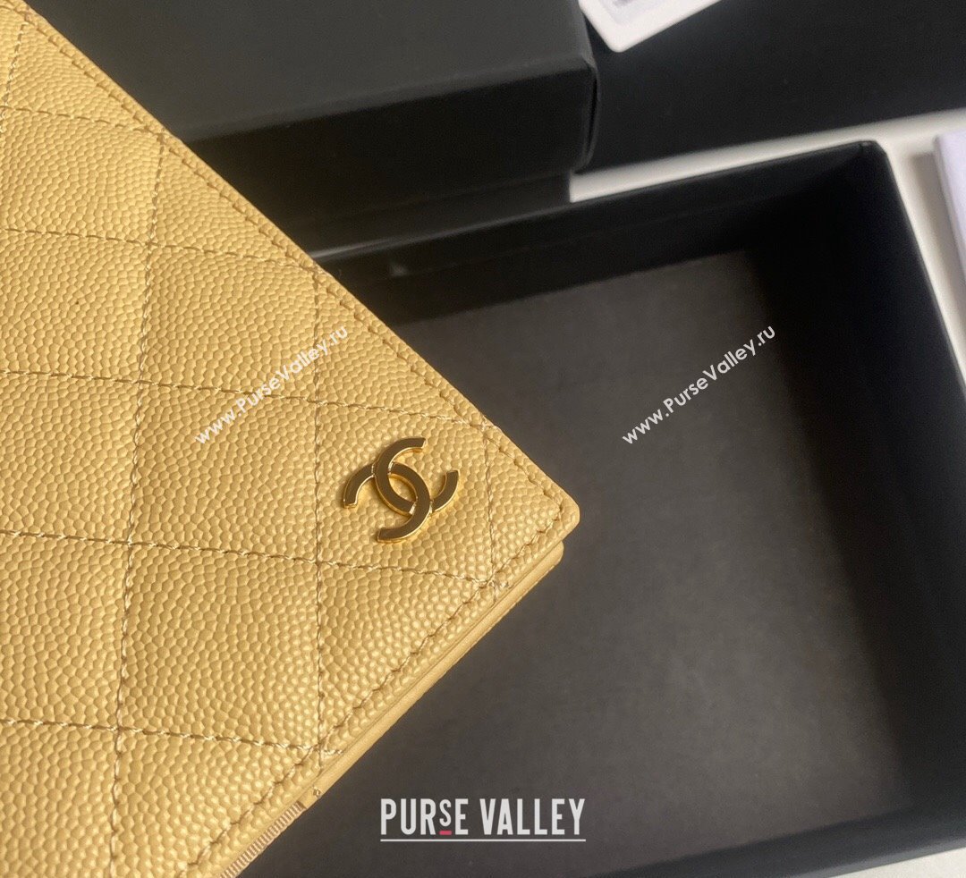 Chanel Grained Calfskin Passport Cover Yellow 2024 A80385 (yezi-241107086)