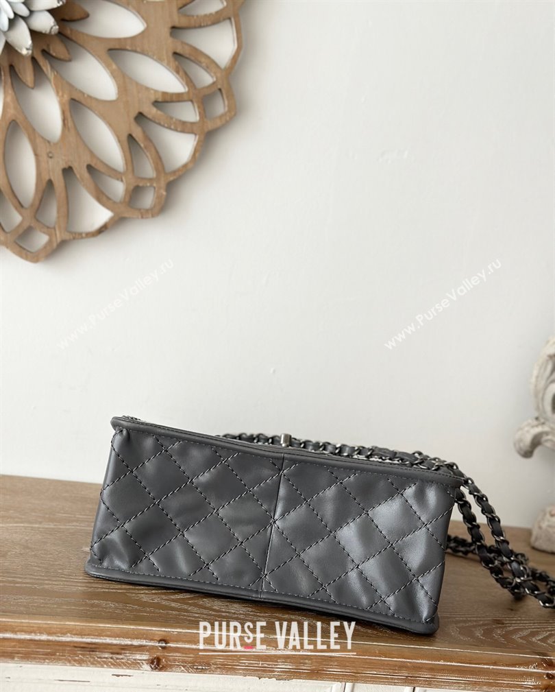 Chanel Vintage Calfskin Flap Bag Grey 2024 AS2225 (yezi-241107094)