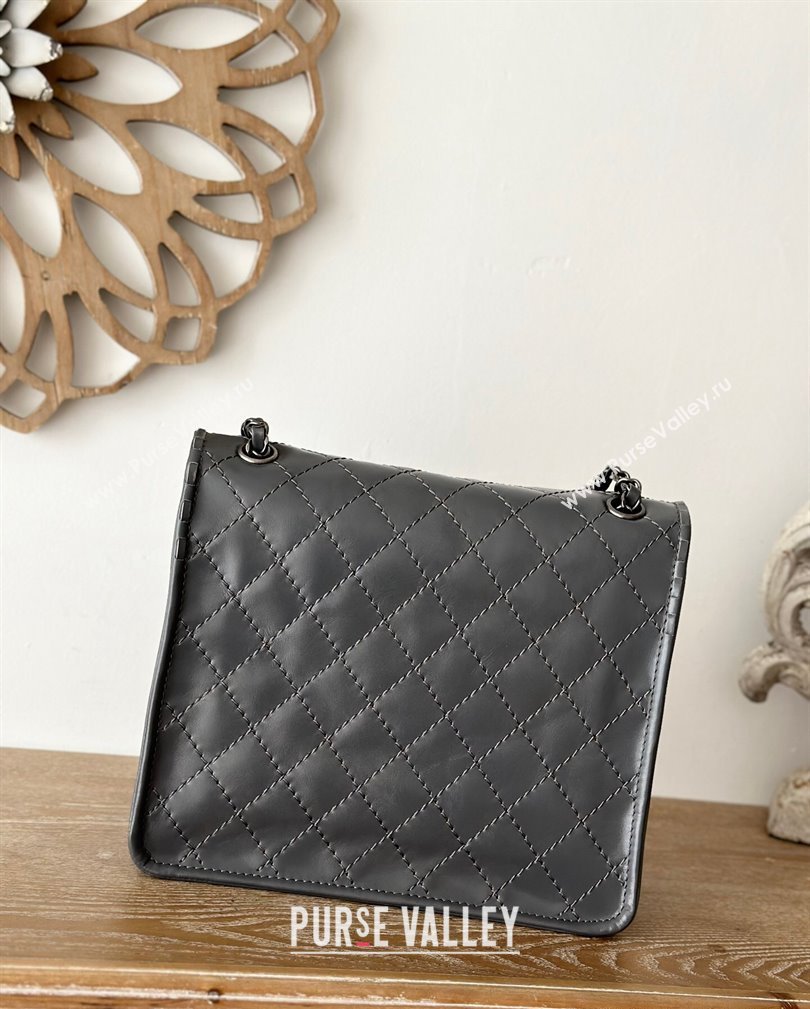 Chanel Vintage Calfskin Flap Bag Grey 2024 AS2225 (yezi-241107094)