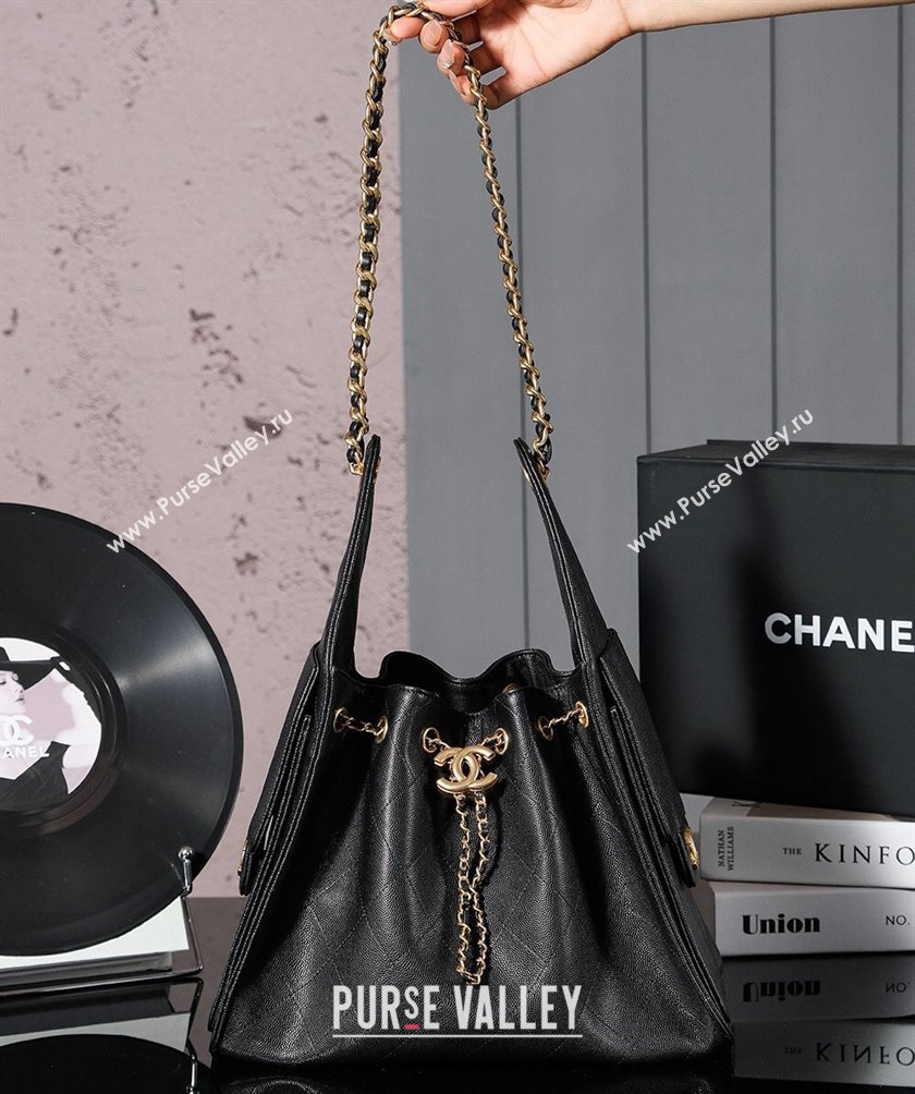 Chanel Grained Calfskin Hobo bag Black 2024 CH110704 (yezi-241107097)