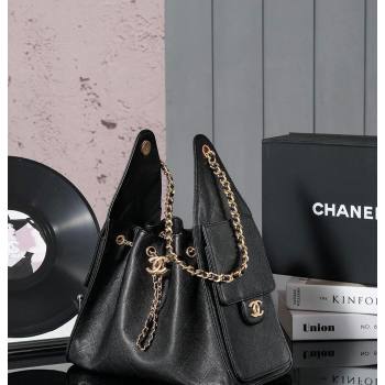 Chanel Grained Calfskin Hobo bag Black 2024 CH110704 (yezi-241107097)