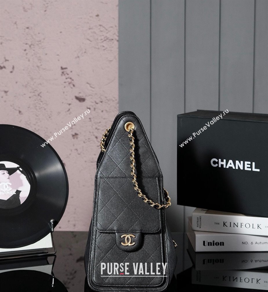 Chanel Grained Calfskin Hobo bag Black 2024 CH110704 (yezi-241107097)