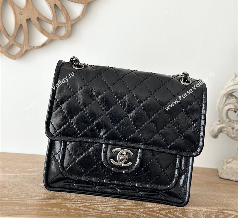 Chanel Vintage Calfskin Flap Bag Black 2024 AS2225 (yezi-241107095)