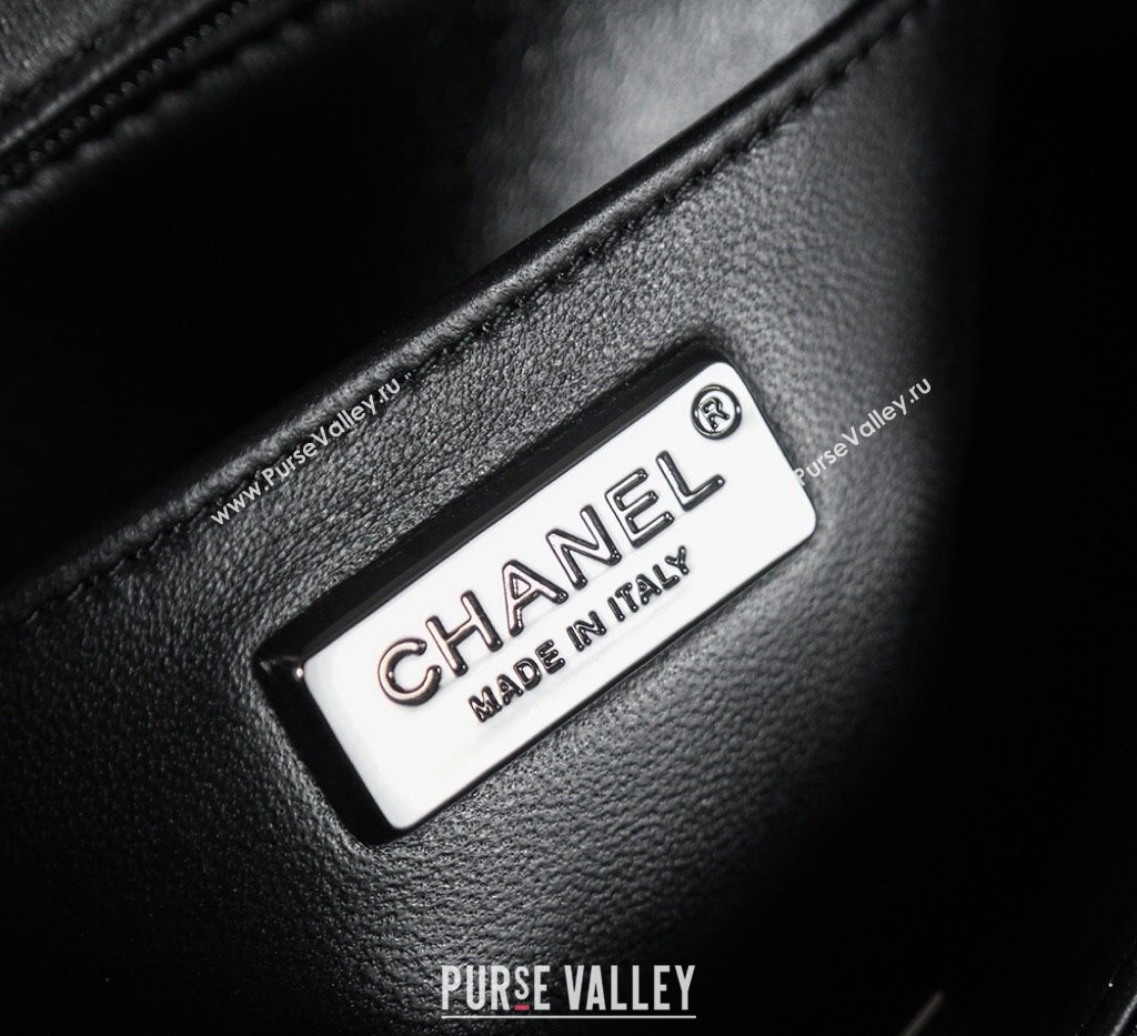 Chanel Embroidered Satin Sequins Classic Mini Flap Bag with Bloom A69900 Black (yezi-241107104)