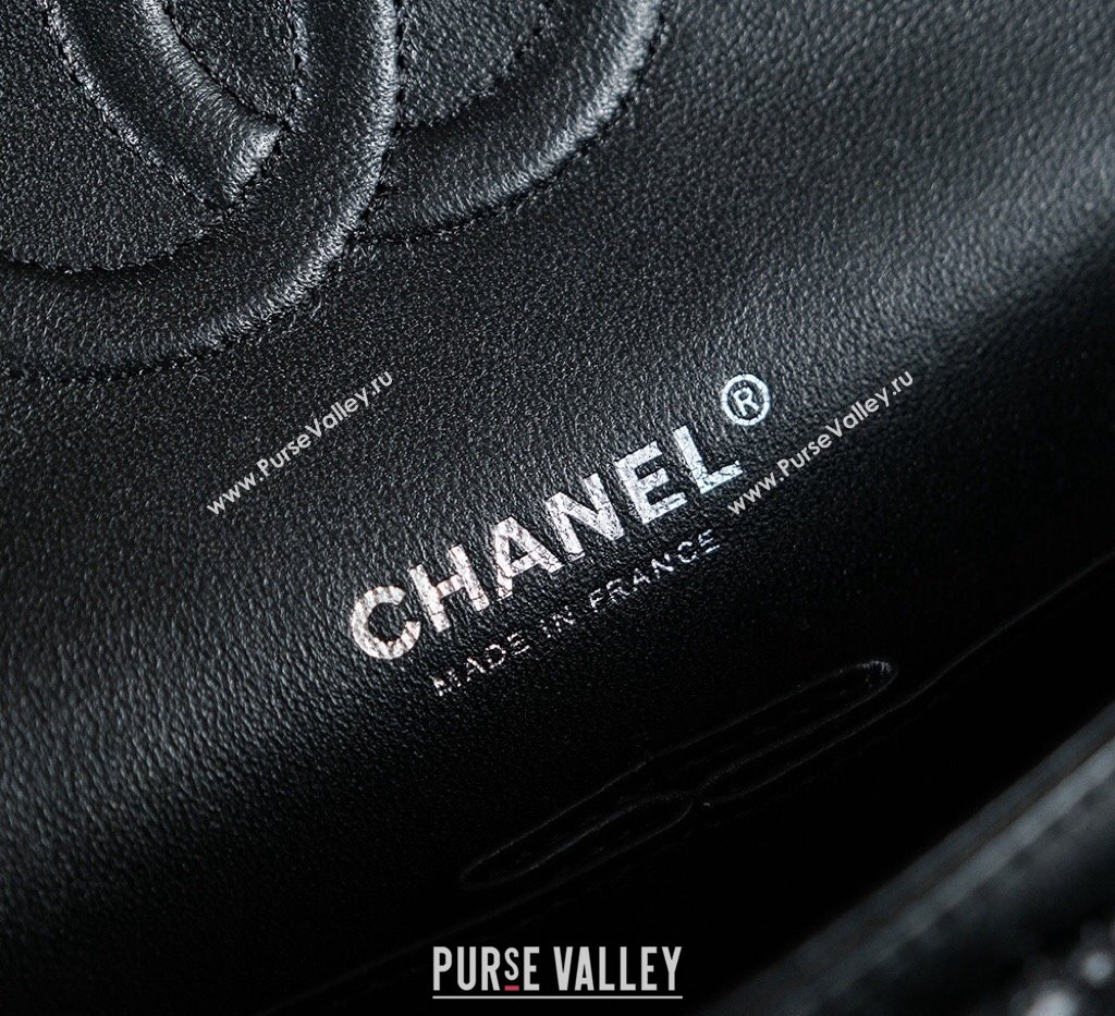 Chanel Wool Tweed Classic 11.12 Medium Flap Bag A01112 Black/Blue 2024 1107 (yezi-241107107)