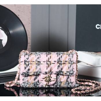 Chanel Wool Tweed Classic Mini Flap Bag A69900 Pink 2024 1107 (yezi-241107108)