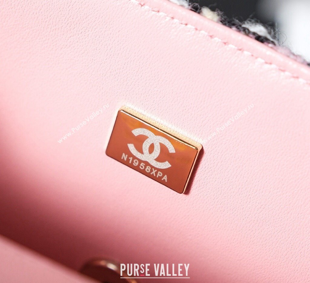 Chanel Wool Tweed Classic Mini Flap Bag A69900 Pink 2024 1107 (yezi-241107108)