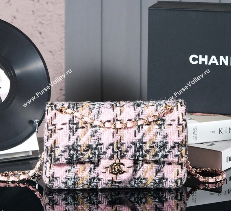 Chanel Wool Tweed Classic 11.12 Medium Flap Bag A01112 Pink 2024 1107 (yezi-241107109)