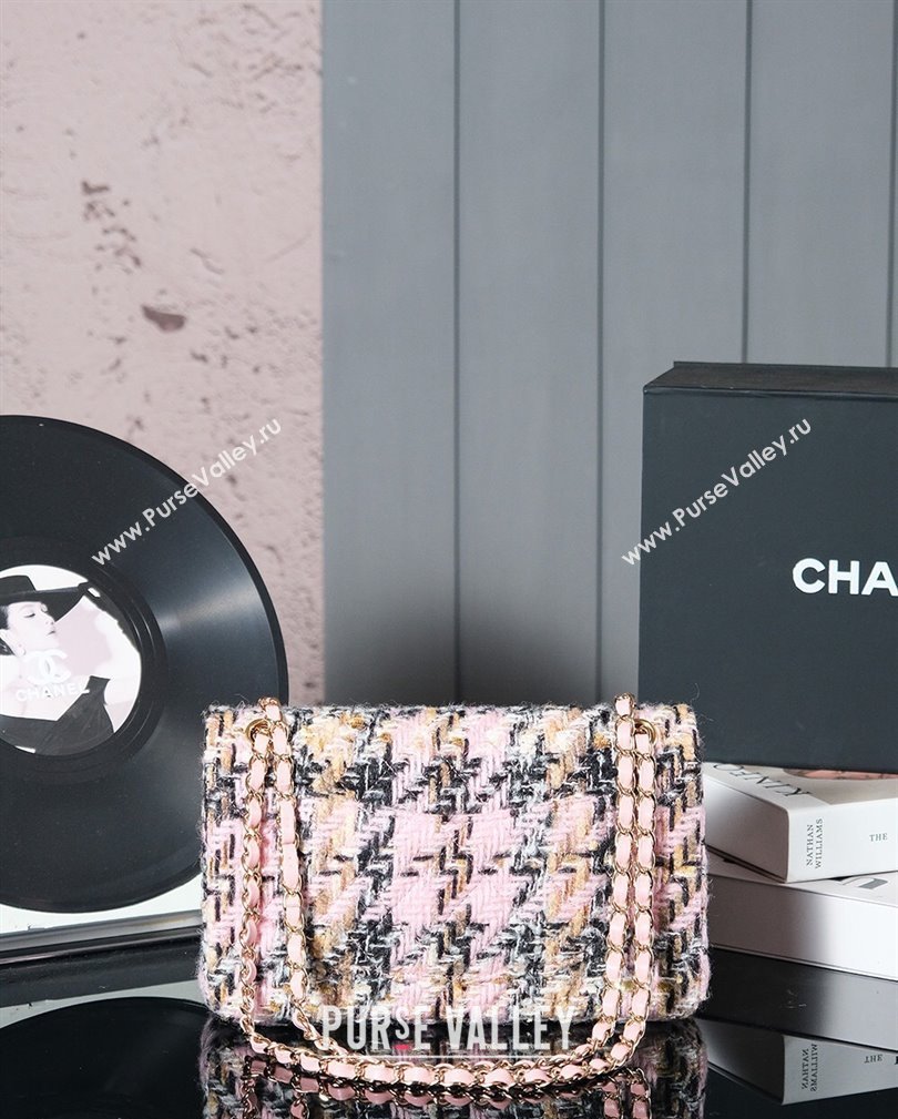 Chanel Wool Tweed Classic 11.12 Medium Flap Bag A01112 Pink 2024 1107 (yezi-241107109)