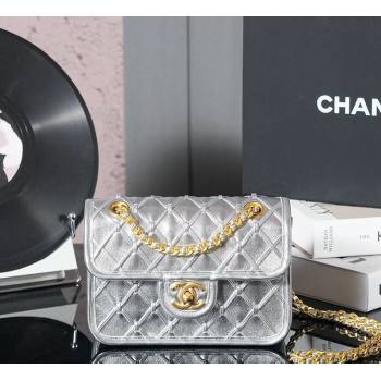 Chanel Woven Quilted Calfskin Mini Flap Bag Silver 2024 (yezi-241107110)