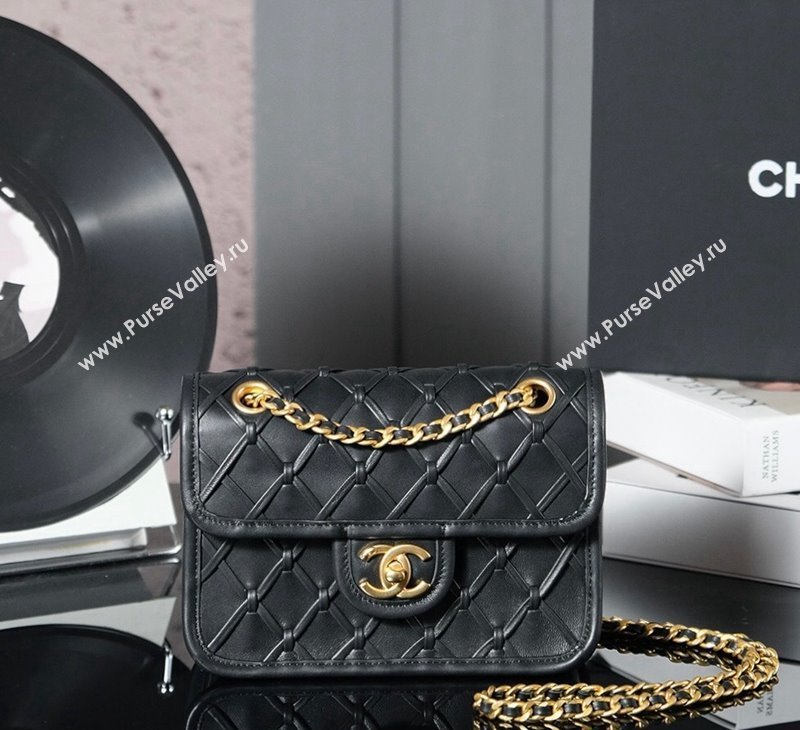 Chanel Woven Quilted Calfskin Mini Flap Bag Black 2024 (yezi-241107111)