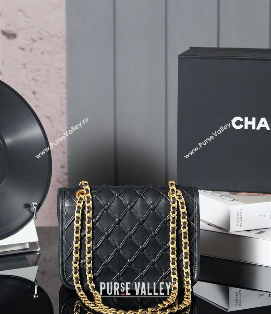 Chanel Woven Quilted Calfskin Mini Flap Bag Black 2024 (yezi-241107111)