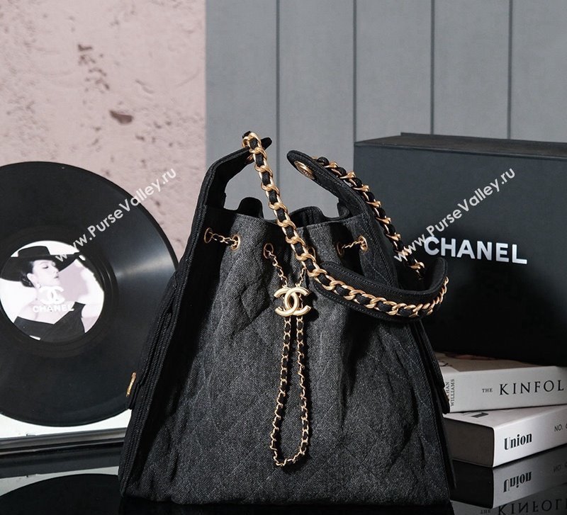 Chanel Denim Hobo bag Grey/Black 2024 CH110704 (yezi-241107096)