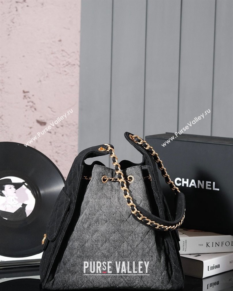 Chanel Denim Hobo bag Grey/Black 2024 CH110704 (yezi-241107096)