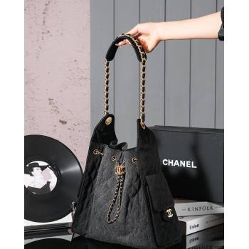 Chanel Denim Hobo bag Grey/Black 2024 CH110704 (yezi-241107096)