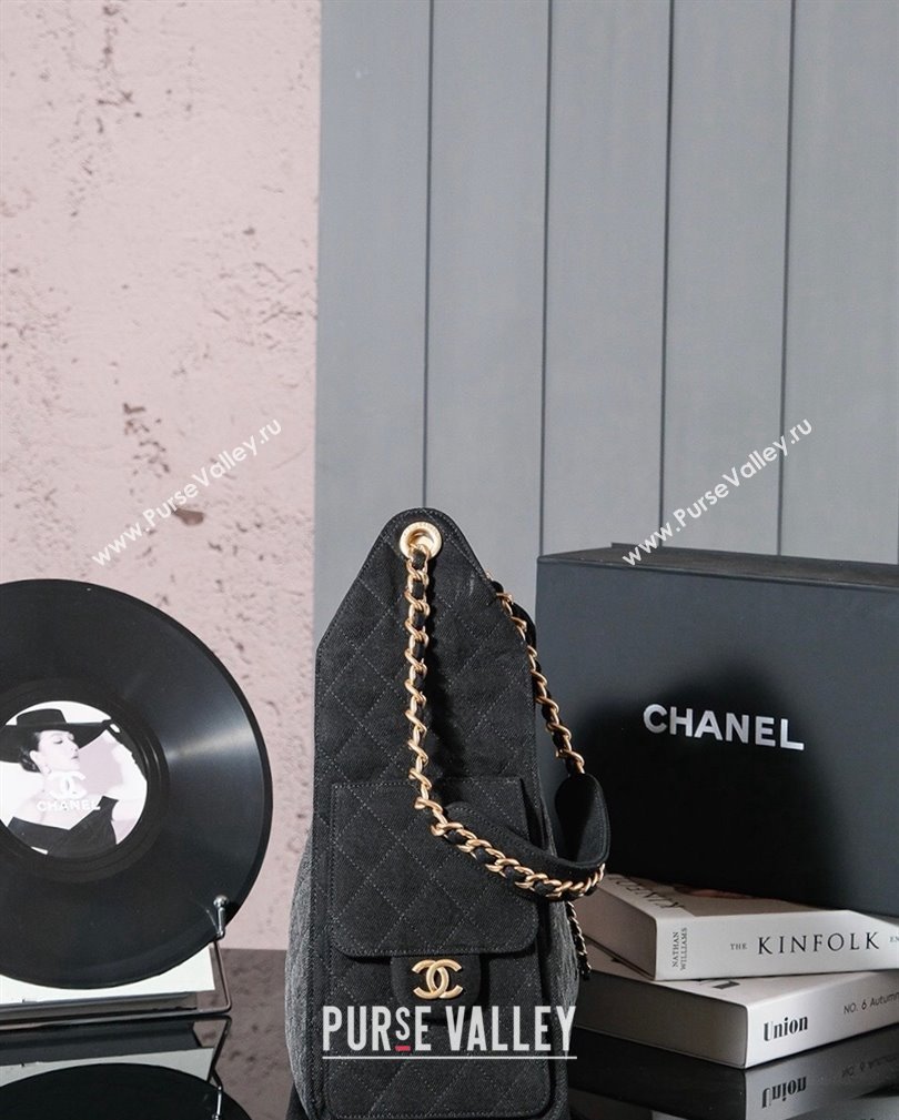 Chanel Denim Hobo bag Grey/Black 2024 CH110704 (yezi-241107096)