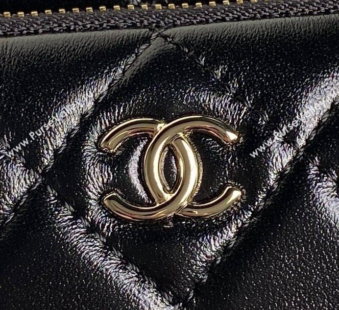 Chanel Shiny Crumpled Lambskin Small Camera Case bag AS5220 Black 2024 (yezi-241107135)