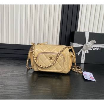 Chanel Shiny Crumpled Lambskin Small Camera Case bag AS5220 Beige 2024 (yezi-241107137)