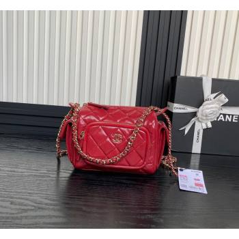 Chanel Shiny Crumpled Lambskin Small Camera Case bag AS5220 Red 2024 (yezi-241107138)