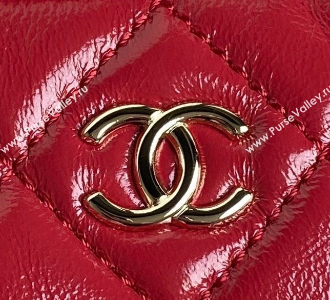 Chanel Shiny Crumpled Lambskin Small Camera Case bag AS5220 Red 2024 (yezi-241107138)