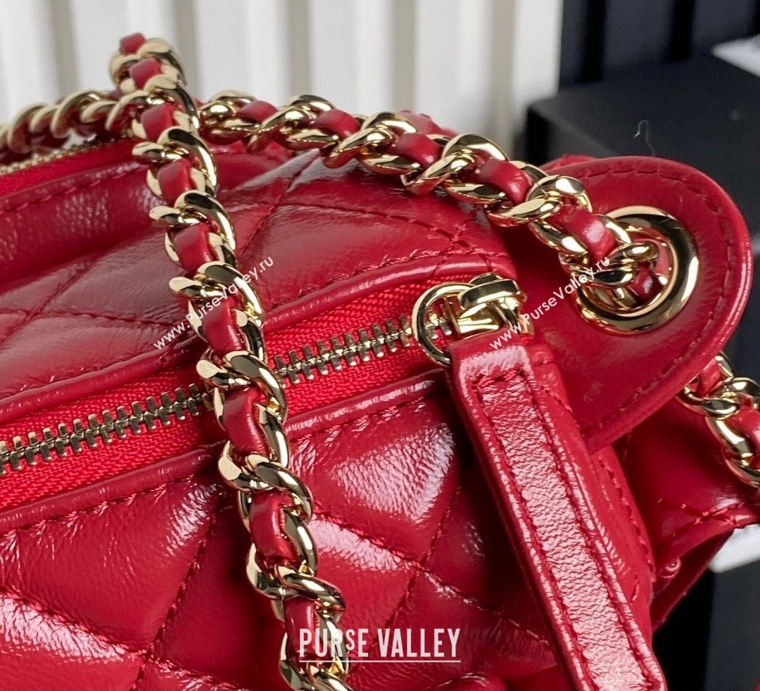 Chanel Shiny Crumpled Lambskin Small Camera Case bag AS5220 Red 2024 (yezi-241107138)