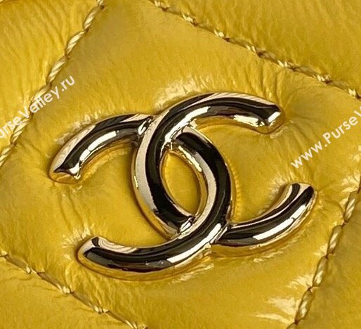 Chanel Shiny Crumpled Lambskin Small Camera Case bag AS5220 Yellow 2024 (yezi-241107139)