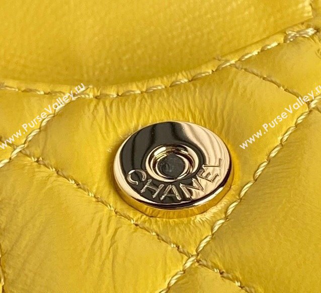 Chanel Shiny Crumpled Lambskin Small Camera Case bag AS5220 Yellow 2024 (yezi-241107139)